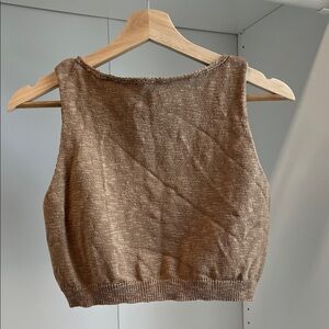 Commense Tan Knit Crop Top